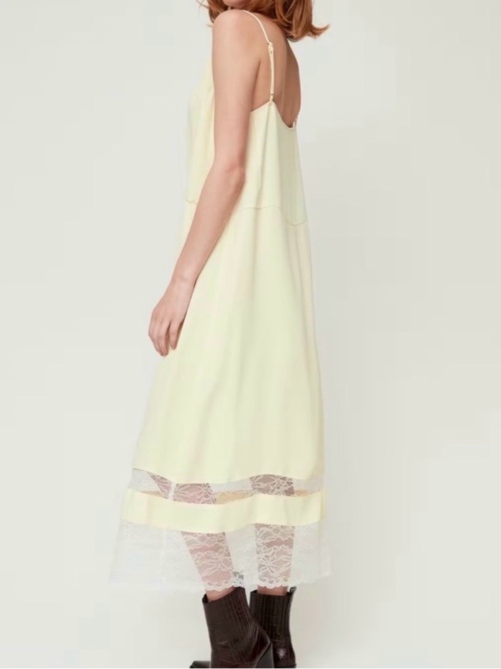 Little Moon Butter Yellow Lace-Trim Slip dress - Picture 5 of 11